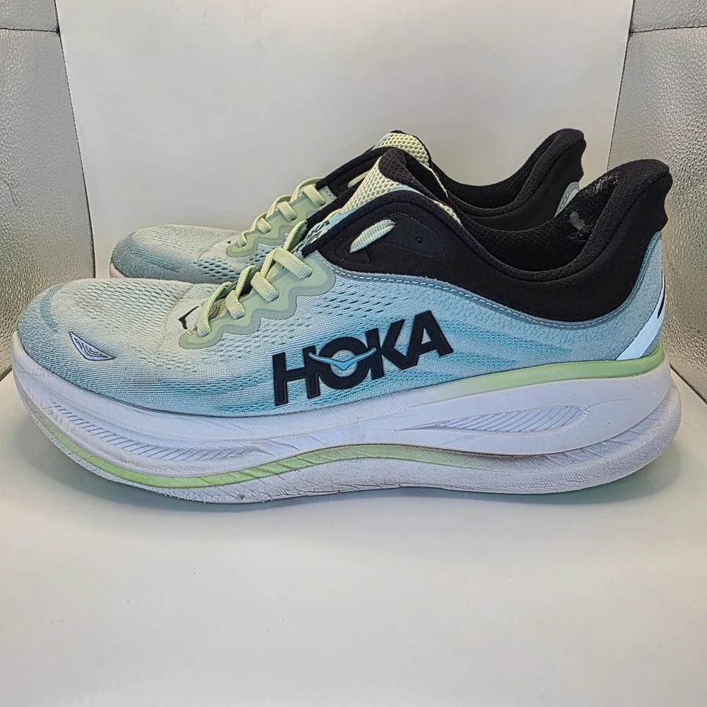 Hoka Bondi 9 Blue Lime Green Running Shoes | Mens 12.5 1162011 LNMT
